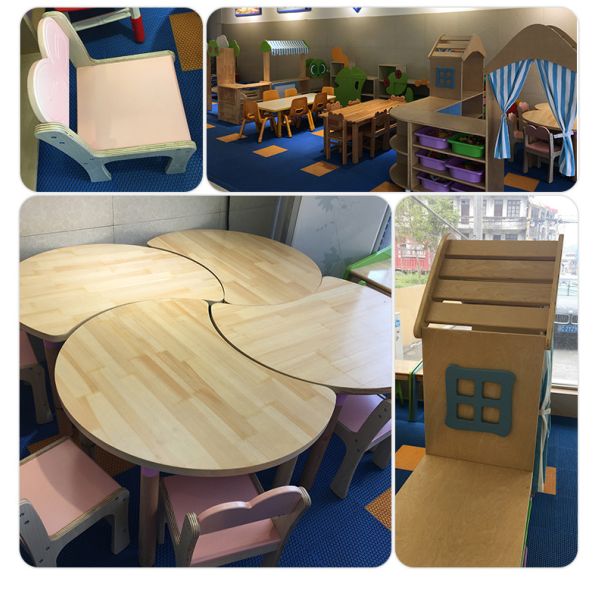 HaiXun Kindergarten Classroom Furniture Table And Chairs  Rounded Edge