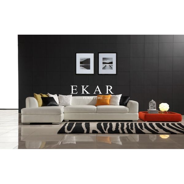 Germany Modern Simple 2017 Latest Home Furniture Living Room Snow-white Genuine Leather Sectional Sofa Sets  ZZ-T-006