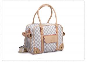   				High Quality PU Leather Double Layer Classic Grid Pet Carriers 	         Manufactures
