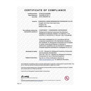 Changzhou Aidear Refrigeration Technology Co., Ltd. Certifications