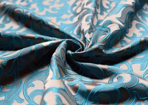  Silk Jacquard Woven Fabric For Dress , Blue Polyester Jacquard Fabric Manufactures