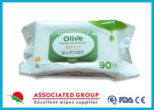  Spunlace Material Baby Wet Wipes Olive Effective &amp; Protective 15 * 20cm Size Manufactures