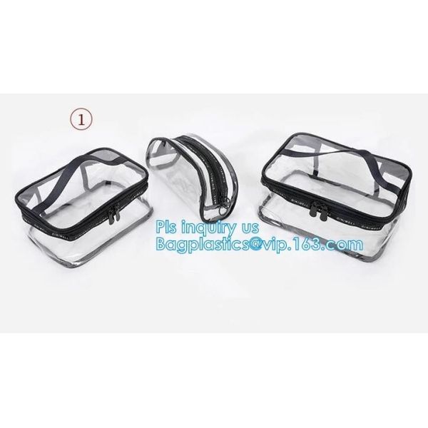 PVC Zip Lock Plastic Cosmetic Travel Packaging Bag, Travel Set Stand Up Bags For Agency With Custom Logo, Waterproof Pla