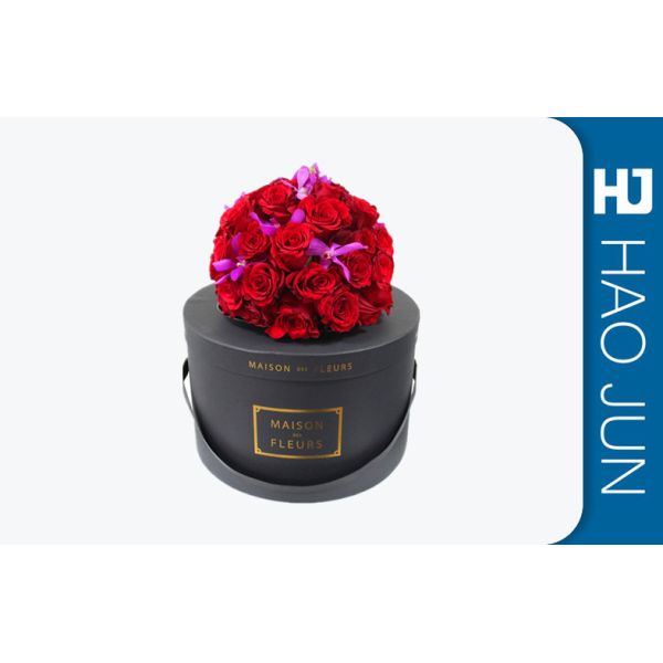 New Arrival High Quality Round Black Cardboard Decorative Flower Boxes Kraft Paper Gift Box