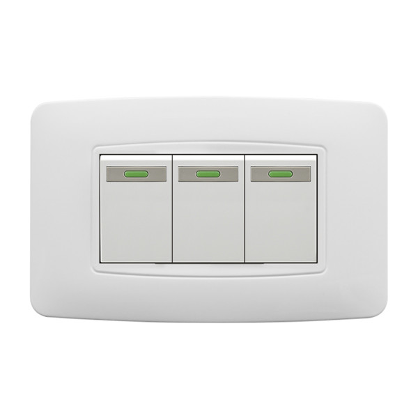White 3 Gang Two Way Light Switch , Single Pole 3 Gang Intermediate Switch