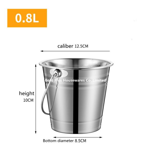 0.8L Promotion outdoor stainless steel ice bucket with handle for bar metal champagne beer wine keg cooler