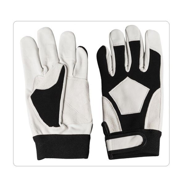 Driving Thick Black Elastic Cuff Sheep Leather Gloves