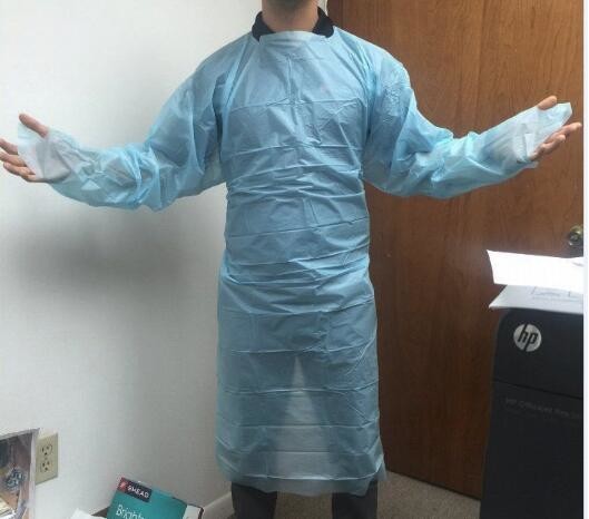 PE / PEVA Disposable Isolation Clothing Personal Safety Apron With Sleeves