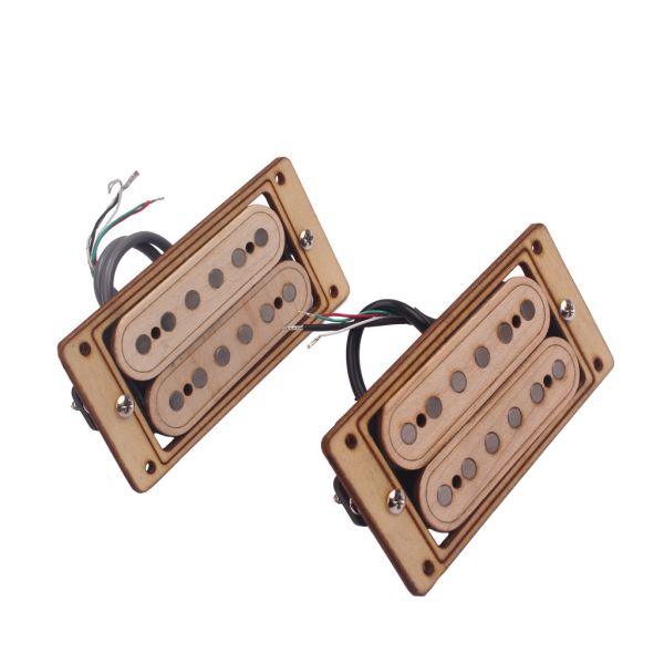 Wood Color Electric Guitar Pickups Double Coil  8~9K/14~15K PVC Output Line
