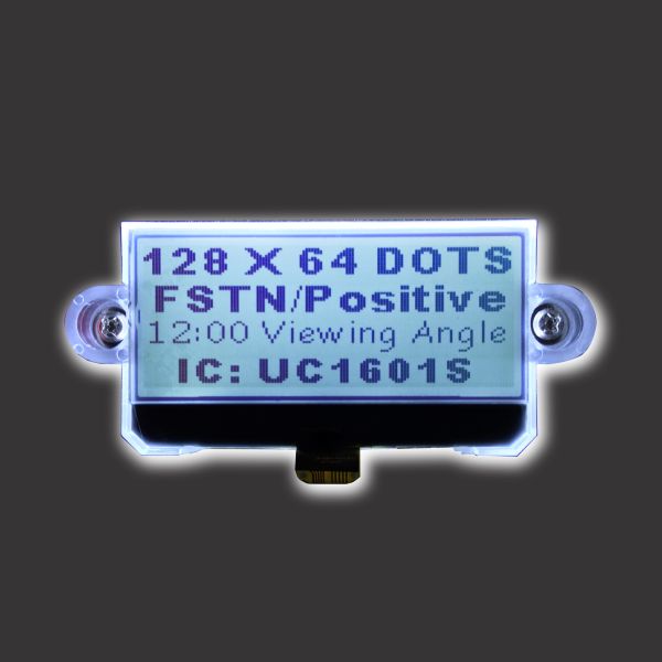 Green Color Lcd Screen COG LCD Module With 128 * 64 Pixels Resolution Mono Lcd Panel