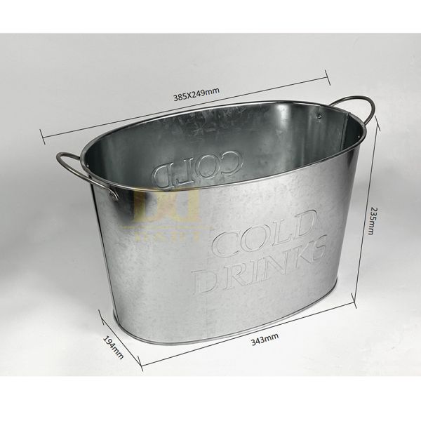 DADI Stackable Custom Tinplate Metal Ice Bucket Non Slip Base Zinc Plated Metal Drink Bucket
