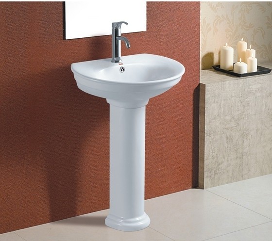 Bathroom suite floor standing pedestal wash basin