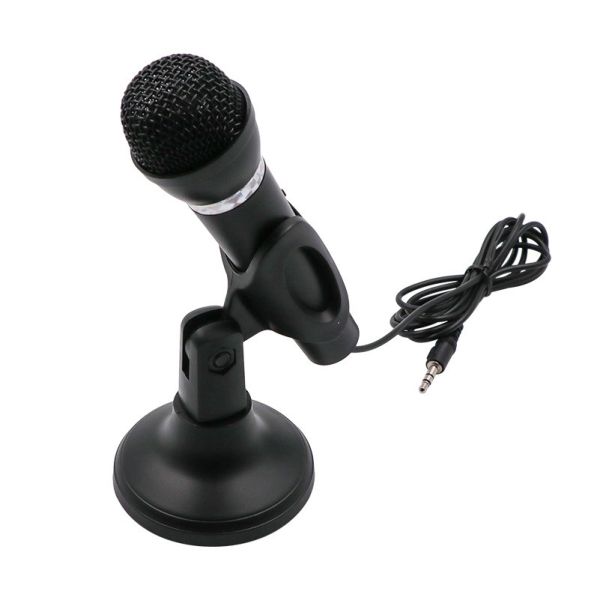 3.5mm Plug Microphone Phone Sound Card Black Condenser 180° Rotation Handheld Desktop