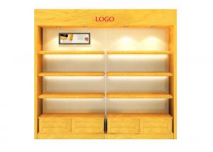 China Custom Wall Glass Display Cabinet Wtih LED Light Below Shelf , High Grade Wall Display Unit on sale