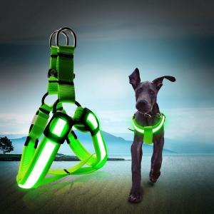  Fishing Net Reflective Rechargeable LED Dog Harness Double Adjustable Buttons Manufactures
