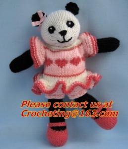  Hand knit bear toy, hand knit panda toy, knit, knitting girl, 100% cotton yarn custom toys Manufactures
