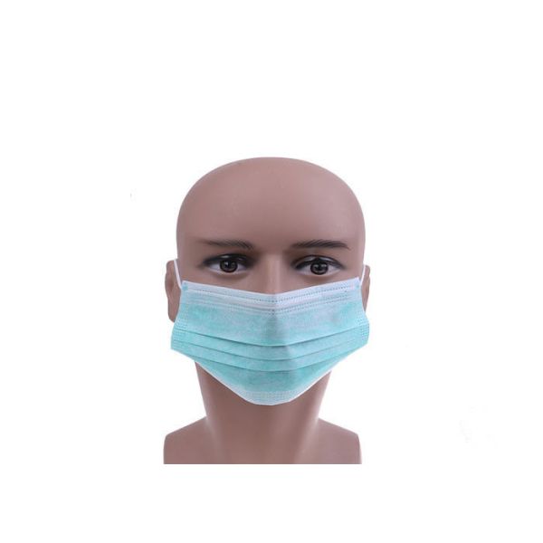 Custom Disposable Non Woven Face Mask Three Layers Green Adults Mask