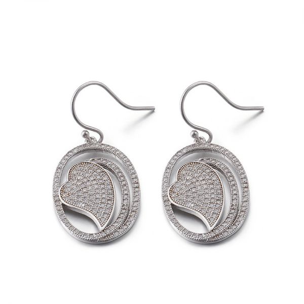 Inner Heart 925 Silver CZ Earrings 3.22g Engagement Wedding