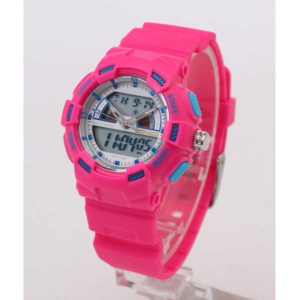 Plastic Digital Watch with Stainless Steel Case Back, 5ATM Water Resistance and TPU Strap,LCD Digital Watches