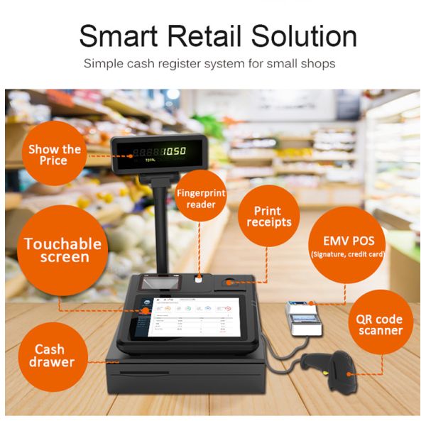 Thermal Printer POS Register System , Touch Screen Contactless Pos Terminal
