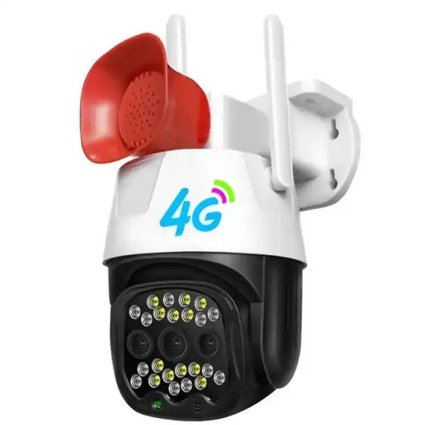 White CMOS Sensor 4g Security Camera 3MP V380 Pro Siren Surveillance Camera