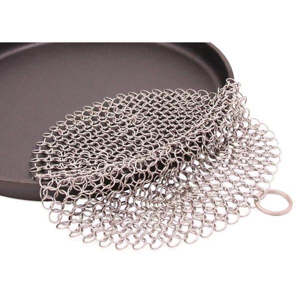 6'' SS Round Cookware Chainmail Scrubber Cleaning Cast Iron Pan