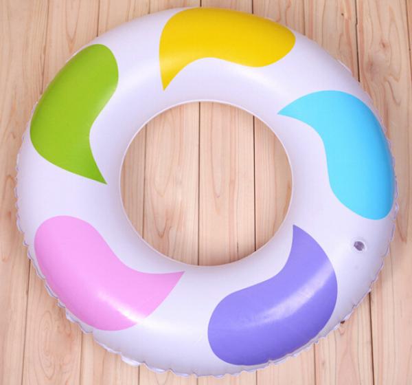 Inflatable crystal pvc swim ring, silk printing cartoon colors for kids