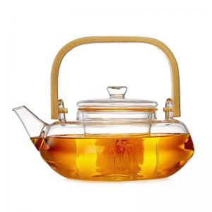  Transparent Blooming Tea Pot With Filter , Hand Blown Tea Cup Set With Kettle Manufactures