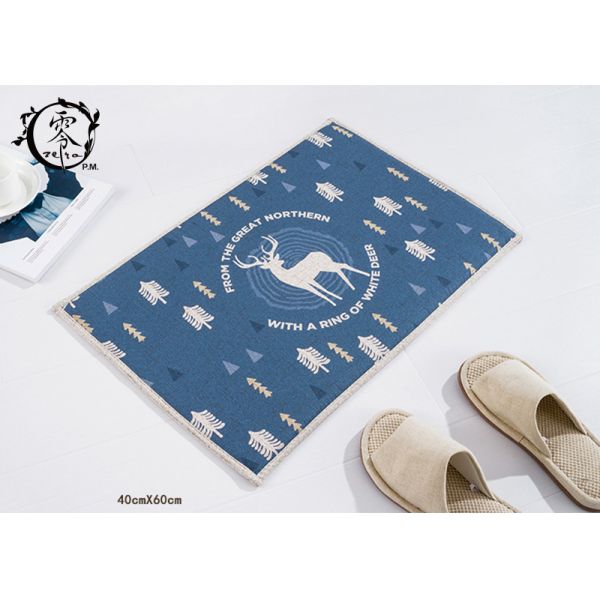 Anti Slip Rubber Kitchen Floor Mats , Christmas Deer Pattern Washable Durable Door Mat