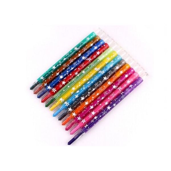 Eco-friendly fancy 12 colors  Non-toxic wax crayon set/ 12 colors rotating body crayon for children