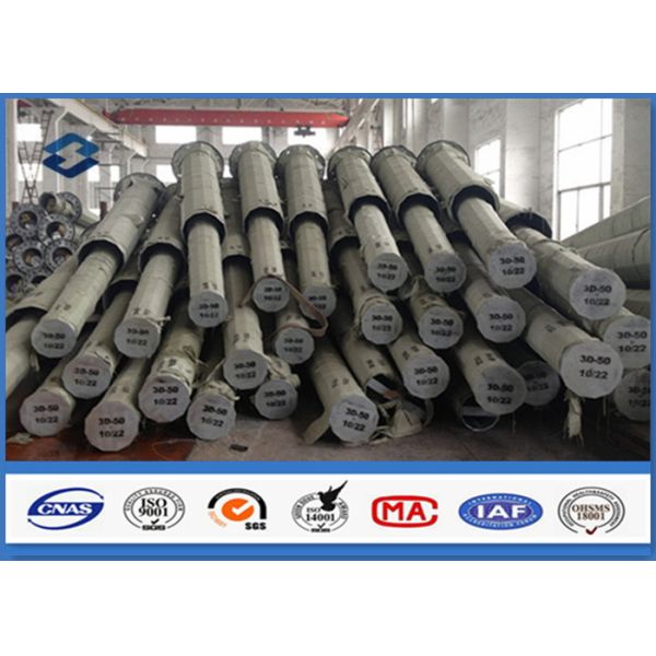 Galvanized tube steel Transmission Power Pole for 69KV Transmission Line