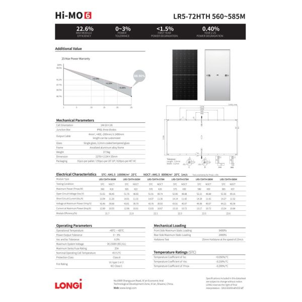 182mm Longi Pv Modules 560w 565w 580W 585W Mono Perc Solar Panel Half Cut