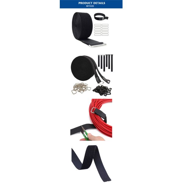 Integrated One Piece Hook And Loop Cable Strap Customised For Clothing Accessories