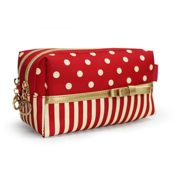Red Cotton Womens Travel Cosmetic Bags Cosmetic Handbags Fashionable