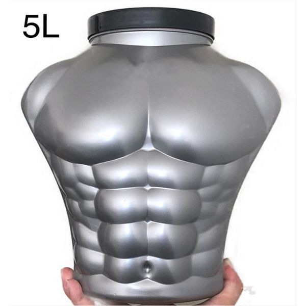5L Muscle Shaped Pet Plastic Container Shatterproof Protein Powder Storage Container