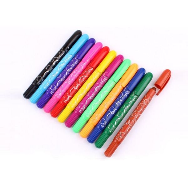 12 colors Eco-friendly fancy Non-toxic wax crayon set/cheaper and 12 colors rotating crayon