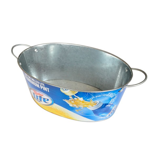 DADI 7.5L Oval Galvanized Tinplate Metal Ice Bucket Galvanized Cooler Tub Eco Friendly