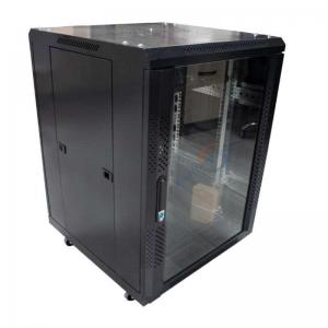 China Powder Coated 18U Network Rack With 4 Wheels Ventilation Fan Assisted on sale