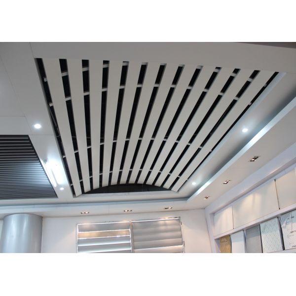 Domed Linear Metal Ceiling Aluminum Install With Curved Keel , Curved Ceiling For Station