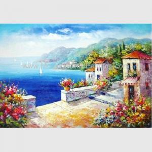 China Hand - painted Impressionism Mediterranean Oil Painting Vacation Harbor on sale