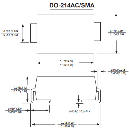 Fast Recovery Dual Channel Mosfet Rs1a Thru Rs1m Surface Mount