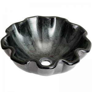  Flower Shape Large Bowl Bathroom Sink Tempered Glass Hot Melt Gray Manufactures
