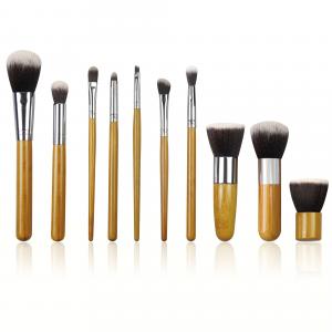  10Pcs Bamboo Makeup Brush Set , Vegan Cruelty Free Foundation Blending Brush Manufactures