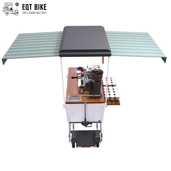 Street Vending Coffee Bike Cart 350W Metal Tricycle Coffee Cart