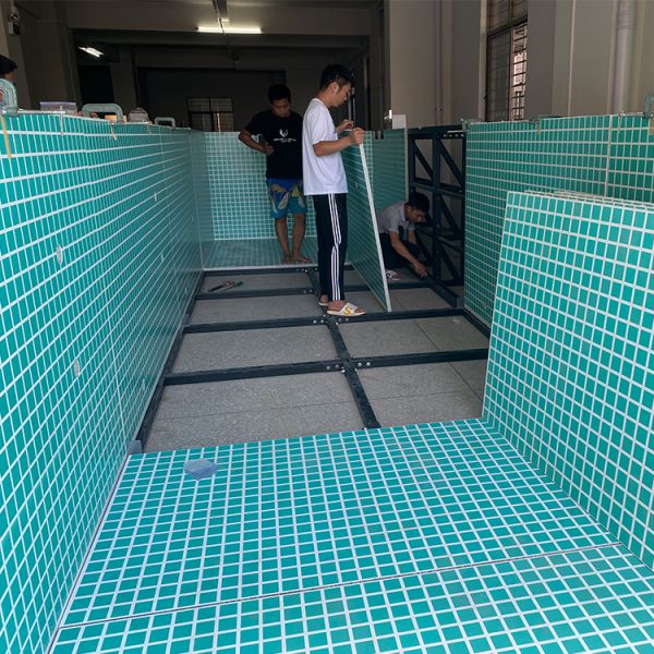 Wood plastic board coffee color above ground luxury swimming pools for holiday villages