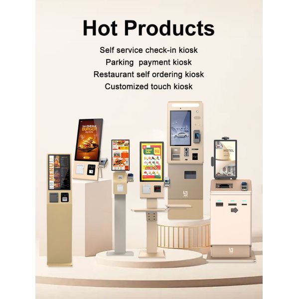 OEM 23.8 Inch Gold Wall Mounted Self Ordering Kiosk With Pos Holder Android/Windows