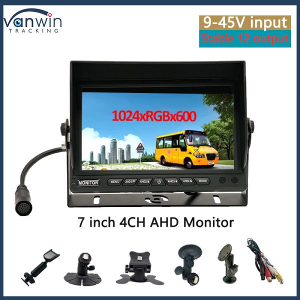 Car Monitor 7 Inch VGA Output CCTV Auto-Compatible Security Surveillance Screen With Sun Hat With U Stand