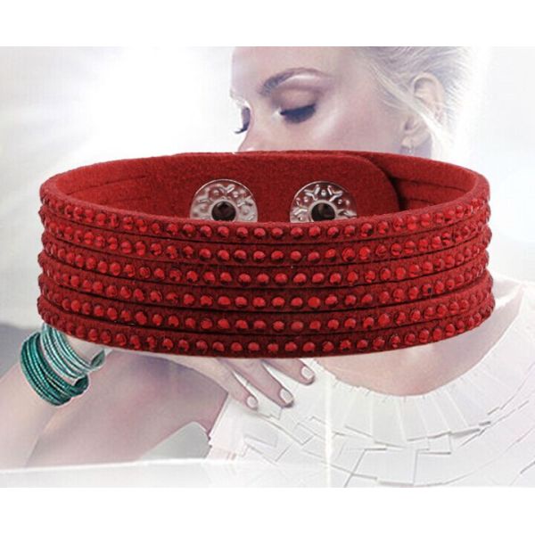 Multi strands velvet leather cuff bracelet studs leather bracelet