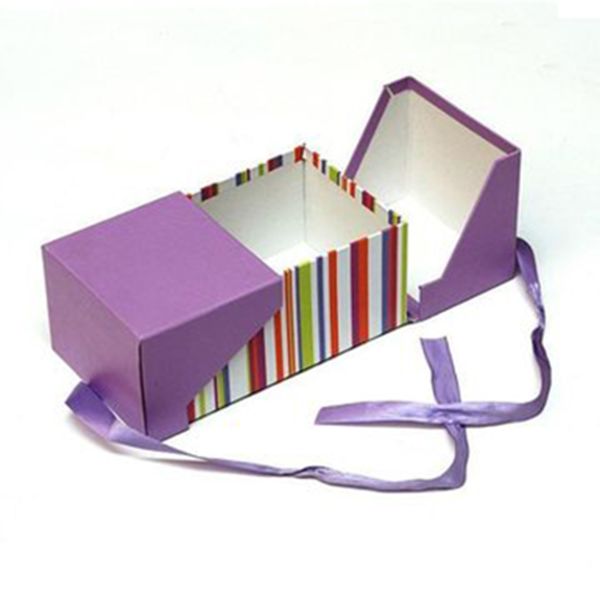 Customized Size Apparel Packaging Box Duble Door With Ribbion