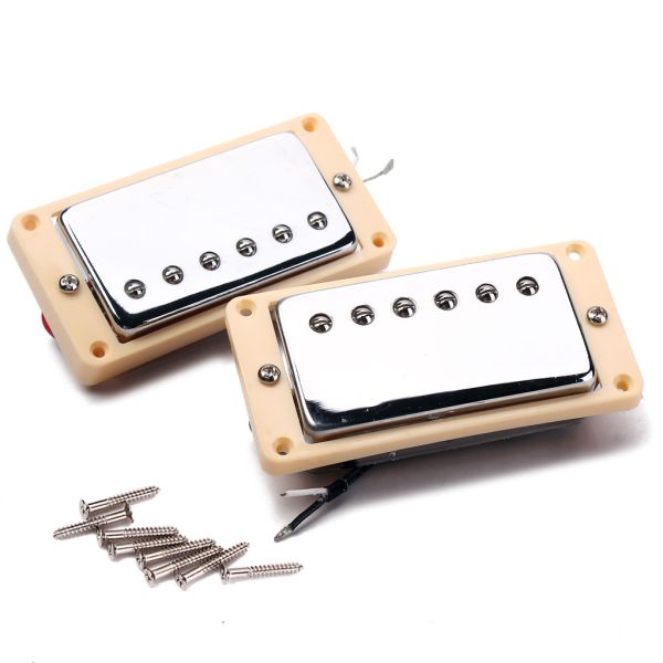Cream Chrome Mini Humbucker Bass Pickups Set N8K/B14.5K For LP Guitar
